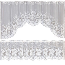 2PCS/Set Lace Coffee Curtain Vintage Style Cafe Window Tier Translucent Curtain Kitchen Dining Room Home Decoration