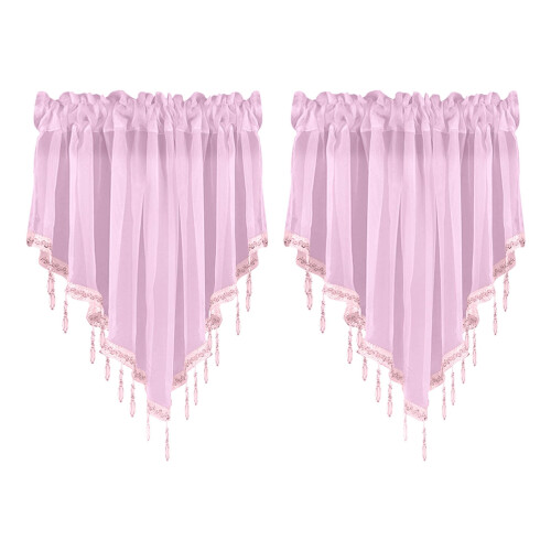 Begine Clearance 2Pc Light Pink Curtains Triangular Valance Kitchen Curtains (5124In) D,Curtains,2Pc Curtains