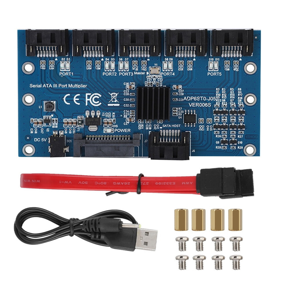Eatbuy Sata3.0 1 To 5 Expansion Card, Multiplier Sata Expander Card Set Hard Disk Riser Card Computer Motherboard Support Pm 9558633650815