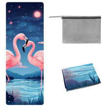 Flamingo Yoga Mat Towel with Storage Bag, 72.8"x26.8" - Suitable for Yoga, Pilates, Fitness, Gym Towel, Gym Towels, and Yoga Blanket