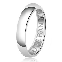 Tioneer Love Bandit Engraved Classic Sterling Silver Plain Wedding Band Ring 5mm
