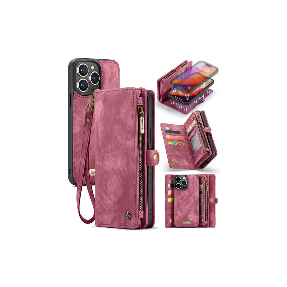 Caseme Multi-Slot 2 In 1 Wallet Case Compatible With Iphone 16 Pro Red 9395123116761
