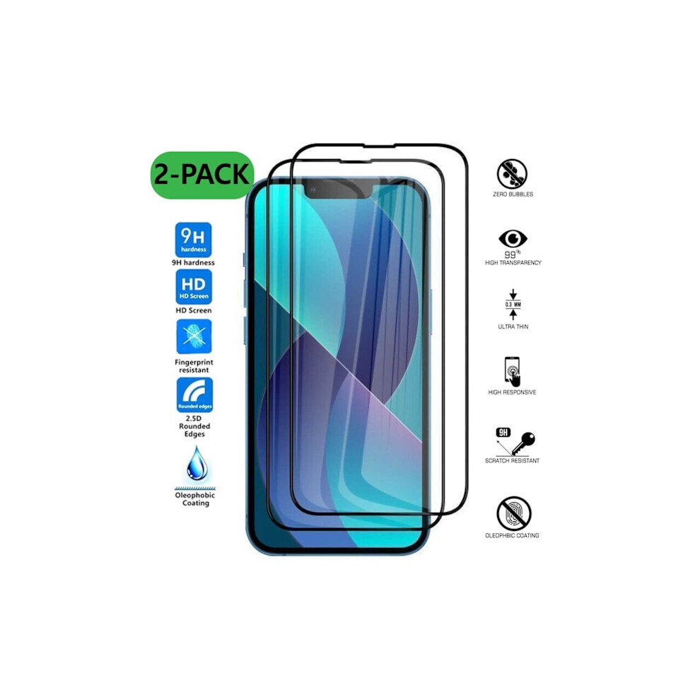 2-Pack Compatible With Iphone 13 Tempered Glass Screen Protector Carbon Fiber Black 9395123116518