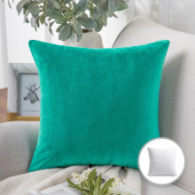 Phantoscope Soft Silky Velvet Series Decorative Throw Pillow, 22" x 22", Turquoise, 1 Pack