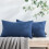 Phantoscope Classic Woven Textured Thick Solid Color Checker Plaid Series Decorative Throw Pillow, 12" x 20", Blue, 2 Pack 1