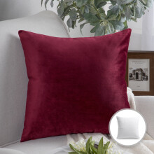 Phantoscope Soft Silky Velvet Series Decorative Throw Pillow, 18" x 18", Dark Red, 1 Pack