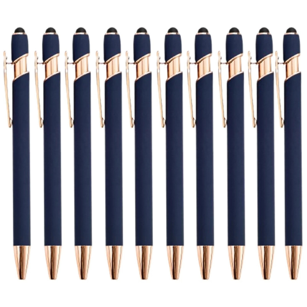 12 Pack Rose Ballpoint Pens With Stylus Tip, 1.0Mm Smooth Writing, Compatible With Screens, 1Ml Metal Pens Gold 9395123244624