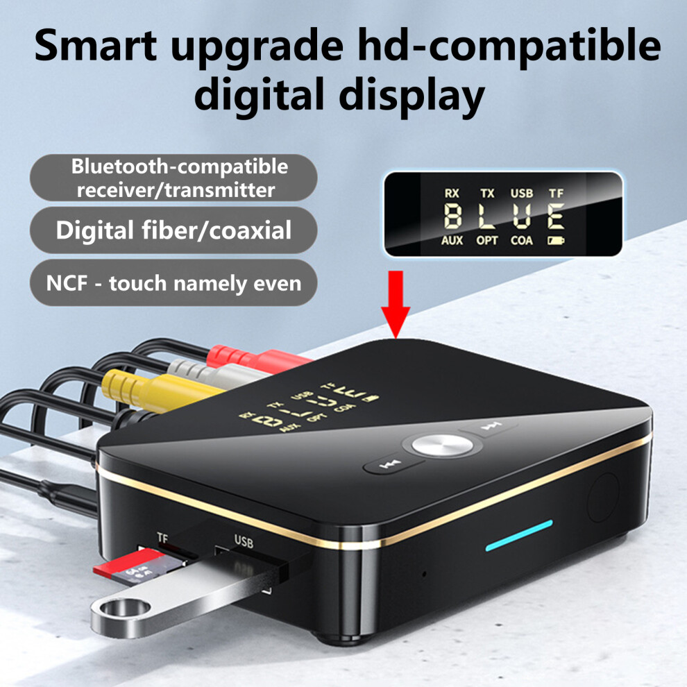 Susuchens Bluetooth-Compatible 5.0 Adapter Fm Stereo Aux 3.5Mm Jack Nfc Wireless Audio Receiver Transmitter For Tv Black 9395123244457