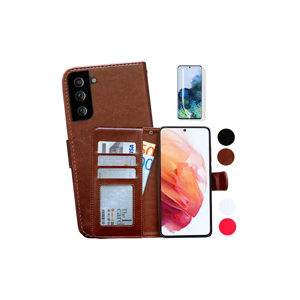 Compatible With Samsung Galaxy S21 5G - Leather Case / Protection Black 9395123245942