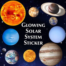 Glow in the Dark Stars & Planets, 9-Piece Solar System Wall Stickers, Ceiling Decals for Kids Room, Living Room Space Decor