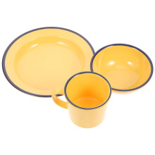 Melamine Dinnerware Set, Yellow/Blue, 3 Piece