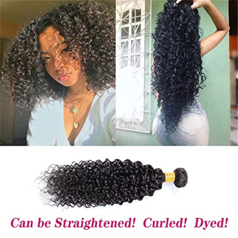 Unisex Black Brazilian Kinky Curly Hair Extensions 22 Inch Natural 100% Unprocessed Remy Human Hair Bundle