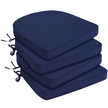 Outdoor Chair Cushions Set of 4 Waterproof and Fade Resistant Patio Seat Pads with Foam Support Navy Blue 17x16