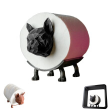 French Bulldog Toilet Paper Holder with Spare Roll Storage, Funny Bathroom Decor, Black Freestanding Design