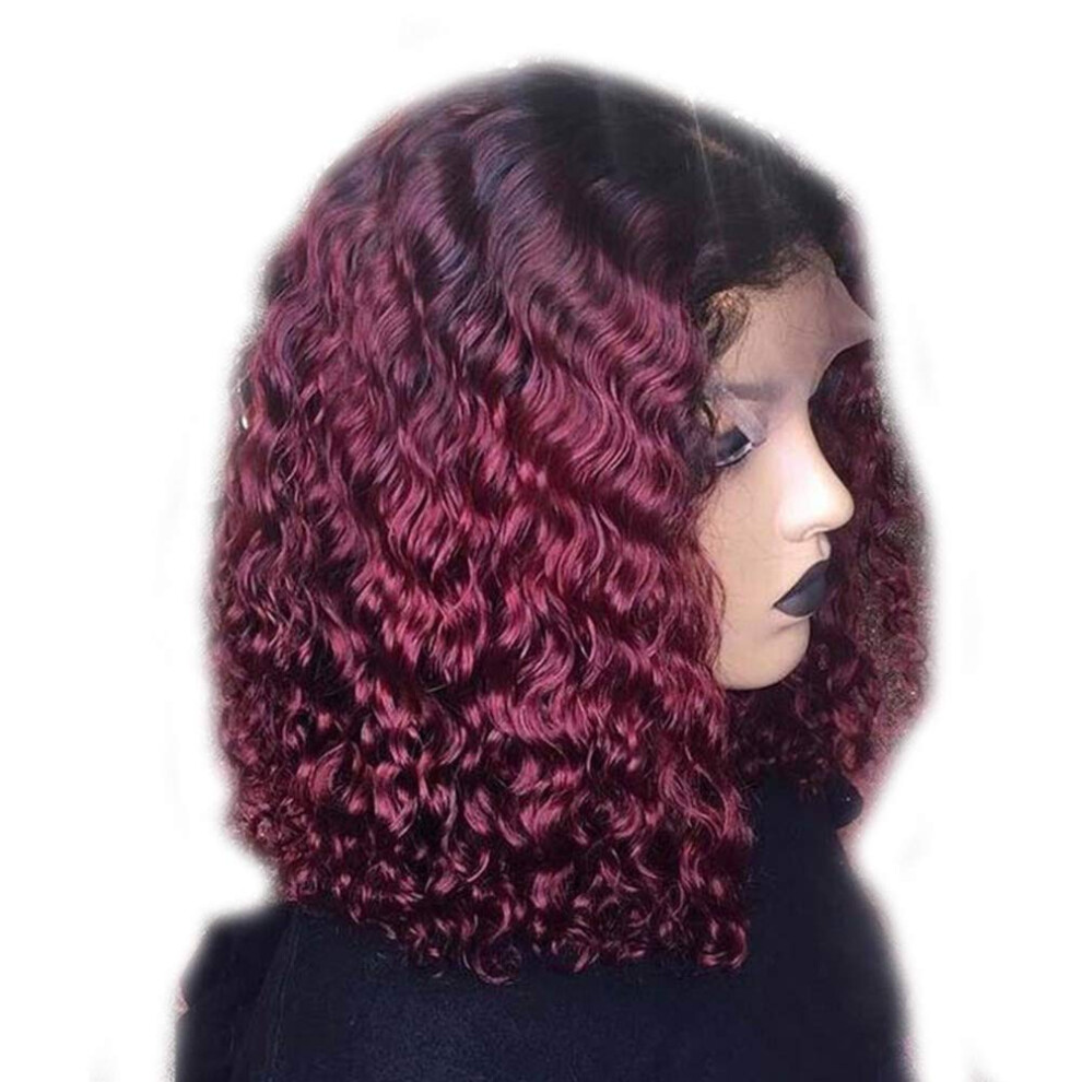Lace Front Wig Short Curly Bob Water Wave Style with Natural Hairline and Full Density