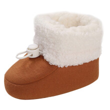 Baby Winter Boots Sherpa Fleece Lined Toddler Snow Booties Soft Plush Indoor Outdoor Shoes 1218M Brown