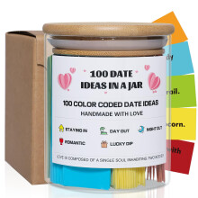 Date Night Ideas Jar with 100 Unique ColorCoded Couple Date Ideas, Wedding and Anniversary Gift