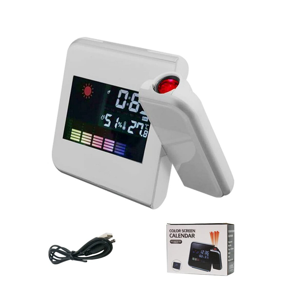 Projection Alarm Clock with Temperature Display, 180 Rotating LED Digital Clock for Bedroom