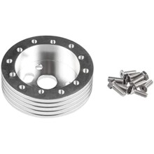 RULLINE 0.5" Steering Wheel Hub Adapter Conversion Spacer 6 Hole to 3 Hole Steering Wheel Adapter Grant Adapter Boss Kit Black 1\" Silver