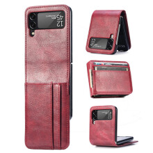 Compatible with Samsung Galaxy Z Flip 4 - Case with Card Slot Red