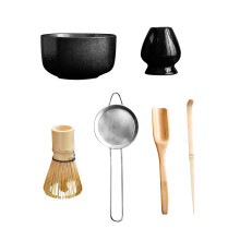 6Pcs Matcha Ceremony Set Bamboo Whisk and Whisk Holder with Filter Matcha Whisk Set with Accessories and Tools for Tea Lovers Beginner A