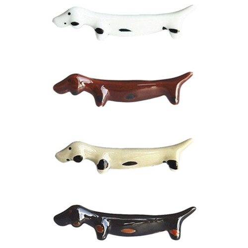 Guangmc 4Pcs Ceramic Dog Chopstick Rest Spoon Fork Holder for Dining Table