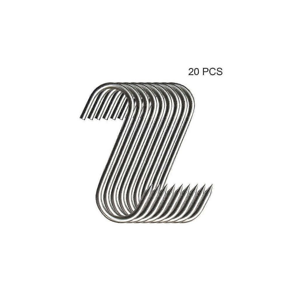 20 Pcs Stainless Steel S Hooks With Tip Utensils Kitchen Meat Hooks Pan Clothes Hanger [Db] 18Cm 9104899304339