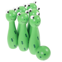 1 Set of Indoor Kids Bowling Toys Cartoon Frog Animal Bowling Toys Wooden Bowling Toys Children Toys