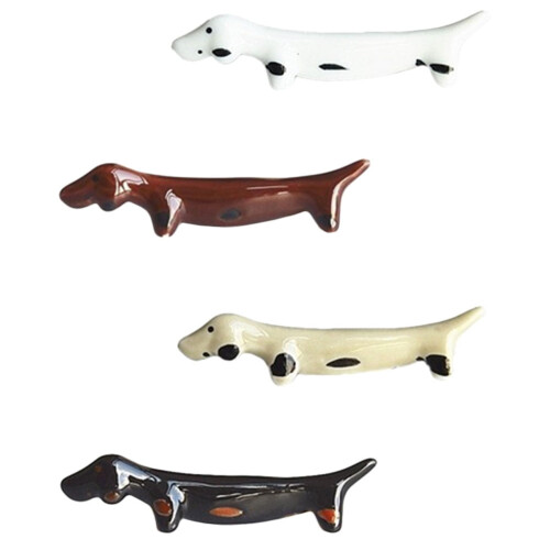 Guangmc 4Pcs Ceramic Dog Chopstick Rest Spoon Fork Holder for Dining Table 1