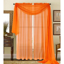 Qutain Linen Solid Viole Sheer Curtain Window Panel Drapes 55" x 84 inch - Orange