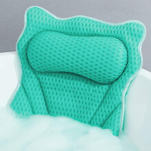 Bath Pillow for Tub Neck & Back Support, Soft 4D Air Mesh, 16.5x17.3", 6 Suction Cups, Relaxing Bath Gift for Women (Lake Blue)