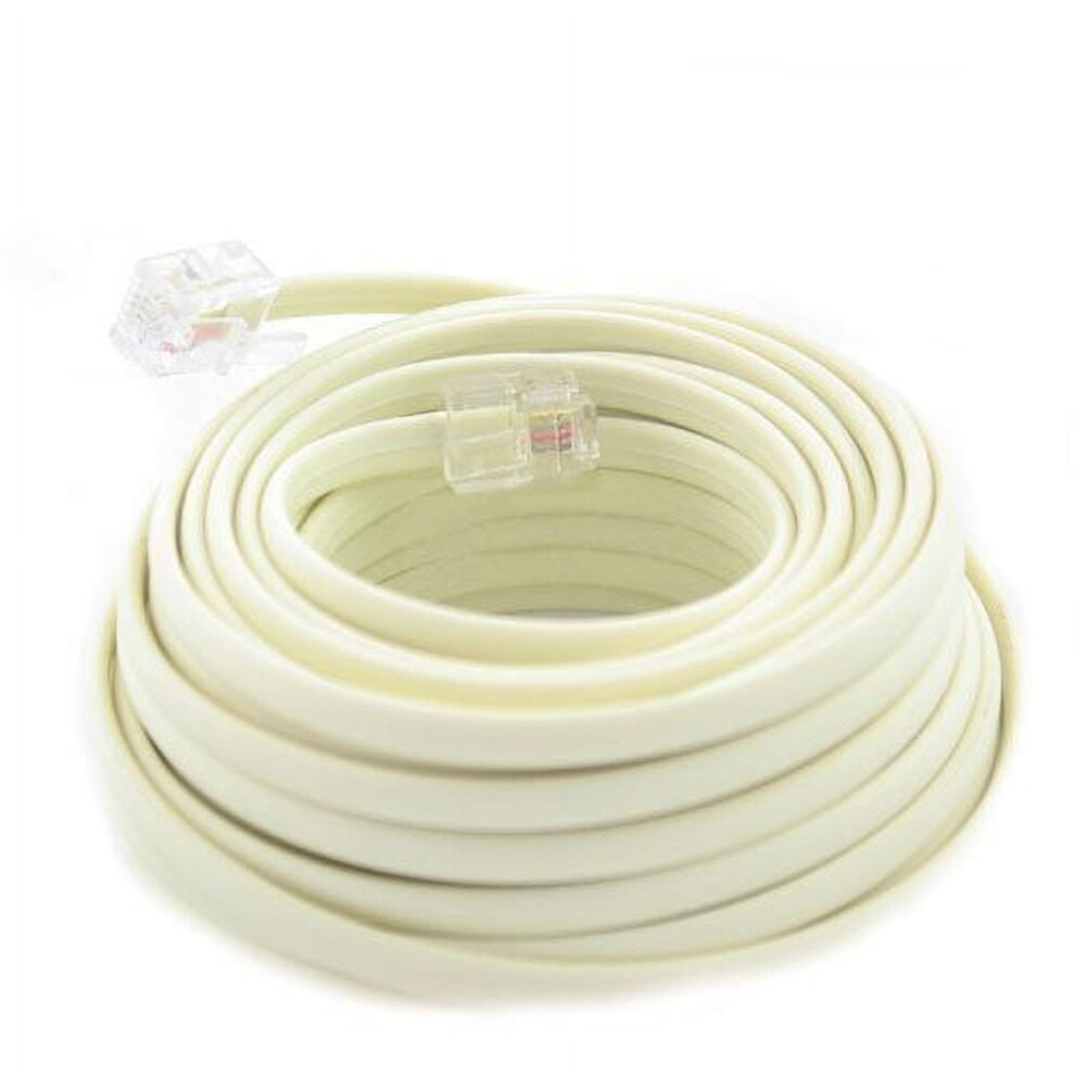 Wideskall 50 Feet Rj-11 Modular Connector 4 Conductor Cable Telephone Cord Ivory 9499224075719