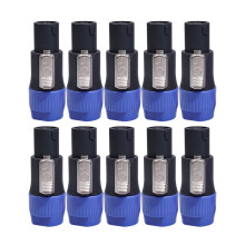 jixopn Portable 10pcs NL4FC Speaker Connectors 10mm Width Speakon Jack Ohm Plug 4 Pole 4 Pin Male Audio Cable Adapter