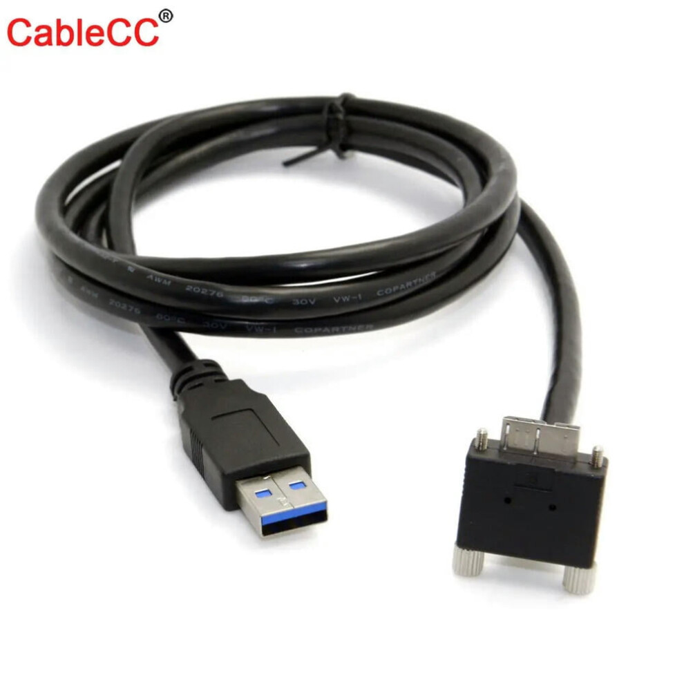 For 90 Degree Right Angled Micro Usb Screw Mount To Usb 3.0 Data Cable For Point Chameleon Camera Grey 9499224077355