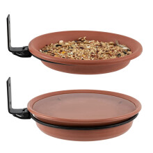 2 Bird Trays for Tree Mounting, Different Depths - Compatible with Bird Bath Bowl Feeder, 6.69" Diameter, Heavy Duty Iron Ring