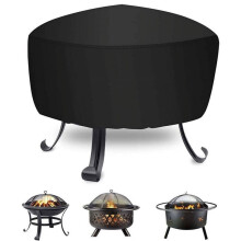 Waterproof Round Fire Pit Cover - Outdoor Firepit Cover for Large Fire Pits - Includes Drawstring and Carry Bag