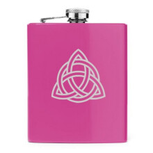 Pink 7oz Stainless Steel Hip Flask FS350 Triquetra Symbol Celtic Knot
