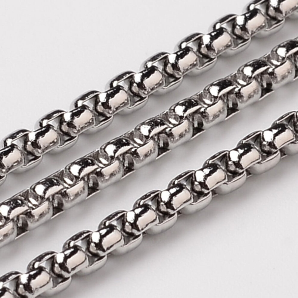 10M 304 Stainless Steel Box Chains With Spool Unwelded Stainless Steel Color 2.5X2.5mm About 32.8 Feet(10M)/Roll 9338982194112