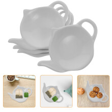 4Pcs Ceramic Tea Bag Holder Teapot- Shaped Tea Bag Coasters Spoon Rests Snacks Dish