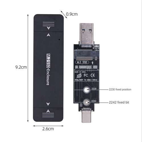 ckepdyeh M.2 SSD-Enclosure USB 3.1 Type C Hard Disk Enclosure External Hard Drive Enclosure Case for 2230 2242 for /Linux 1
