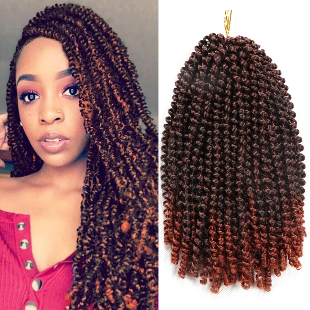 Unisex 12 Inch Ombre Spring Twist Crochet Hair Extensions, 4 Packs Lightweight Bomb Twist Braids