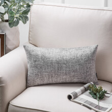 Phantoscope Textural Faux Linen Series Decorative Throw Pillow, 12" x 20", Grey, 1 Pack