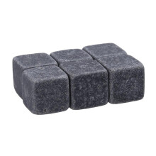 Hariumiu 6Pcs Marble Cubes Whiskey Drinks Chilling Ice Stone Bar Cocktail Accessories-Black
