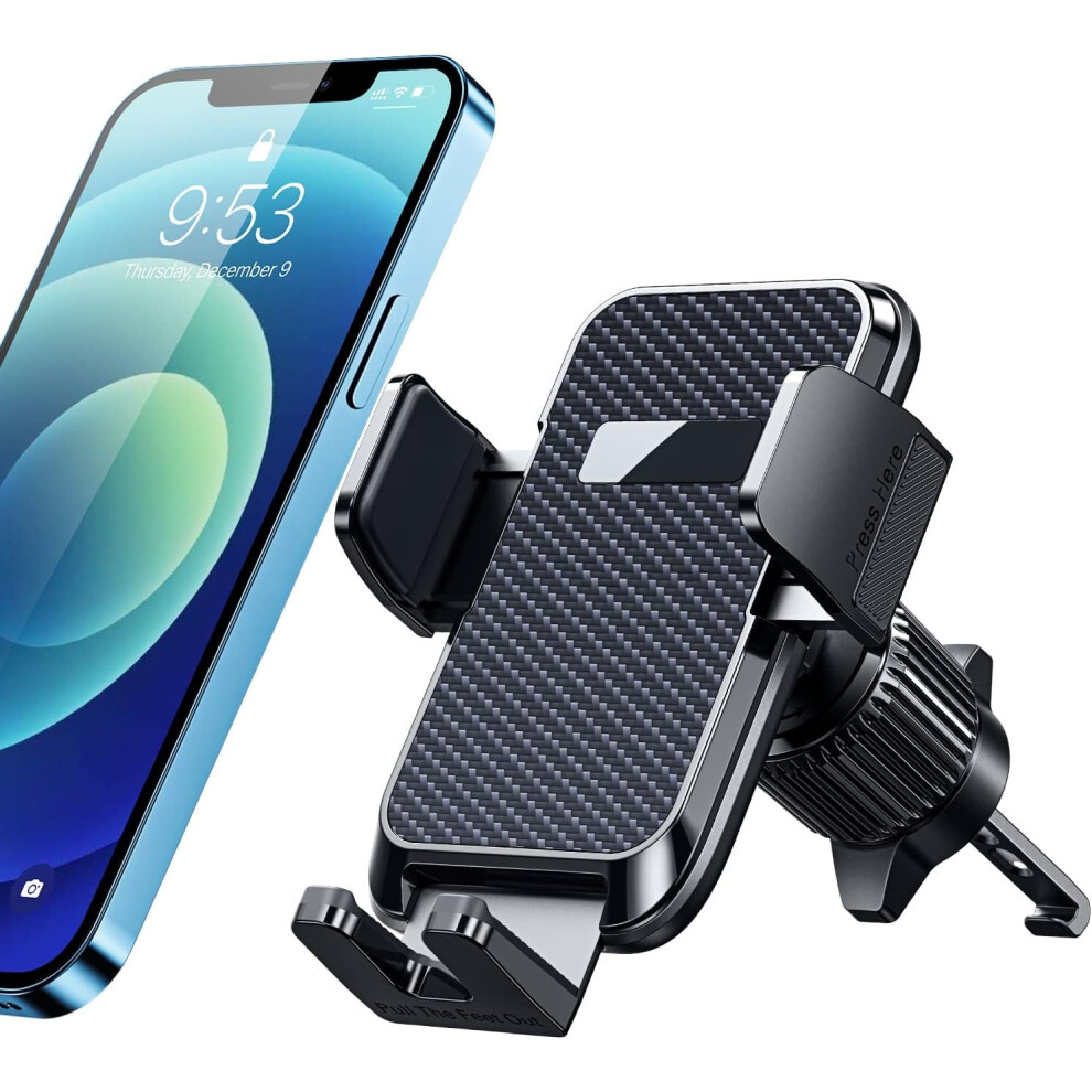 Car Phone Holder Mount [Upgraded Metal Hook Clip] With Adjustable Vent Clip, Firm Grip, Never Slip, Compatible With Iphone & Android 9499224751897