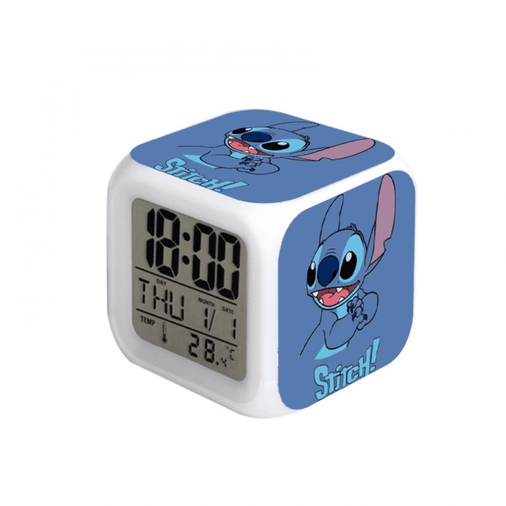 Hanntaoo Digital Alarm Clock For Kids, Cartoon Stitch 7-Color Led Wake-Up With Thermometer & Night Gift For Boys Girls A93-1797 Light