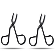 Black Scissors Shaped Slant Tip Eyebrow Tweezers for Precise Hair Removal and Shaping