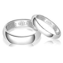 His & Her Engraved Why I do What I do Nothing Without You Classic Sterling Silver Plain Wedding Band Ring