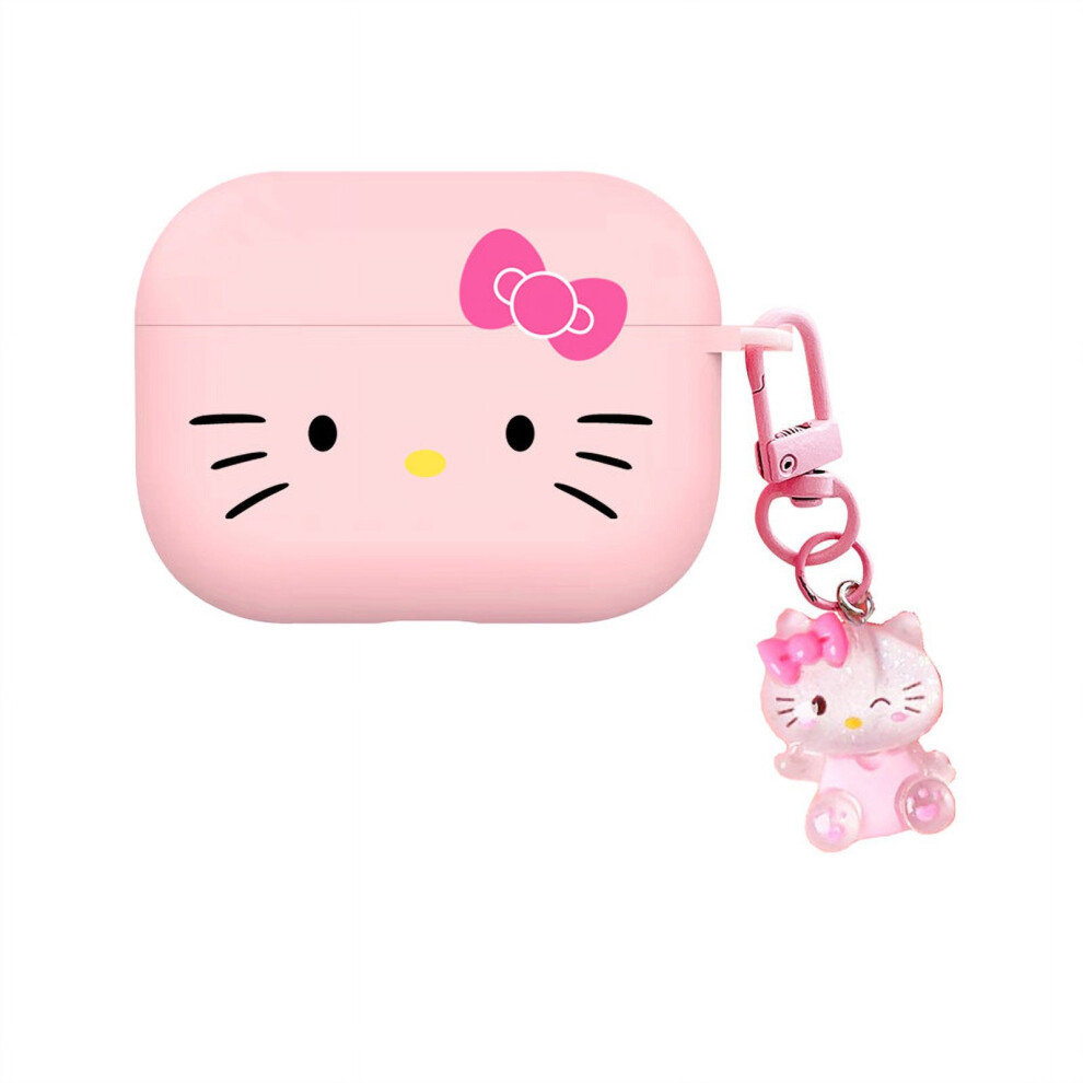 Kt Cat Expression For Compatible With Airpods Pro2 Compatible With Apple Bluetooth Wireless Headset Cover 1/2/3 Generation Matte Soft Pendant Pink 9353595258464