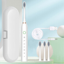YANHAIGONG Electric Toothbrush with Travel Case, 4 Soft Heads, 6 Modes, IPX7 Waterproof, 8H Charge for 15 Days Use