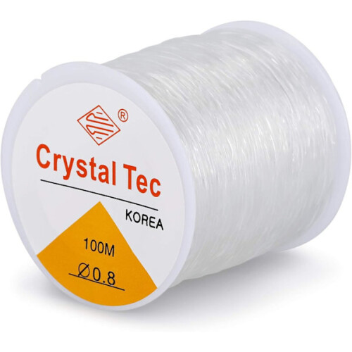 Crystal String Stretch Line - 100m Elastic String Bead Cord for Bracelets, Elastic Beaded String, Easy Through Beaded Jewelry 0.8mm